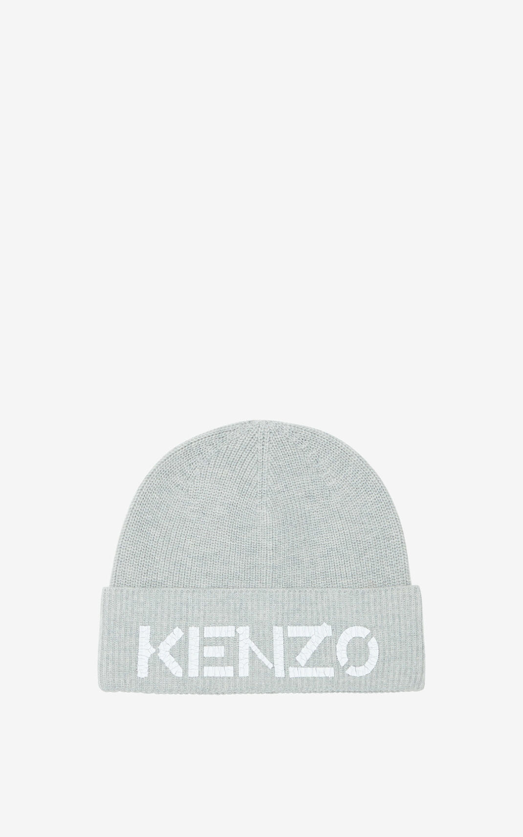 Kenzo Logo knit Beanie Grey For Womens 6512NTKLC